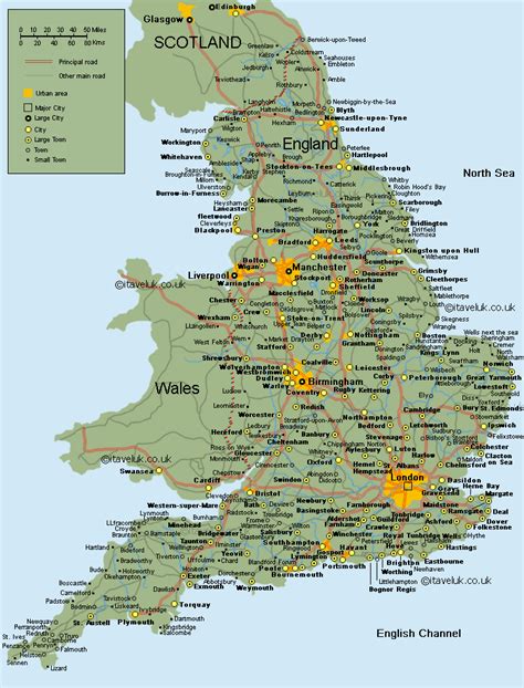 map of england with towns and cities